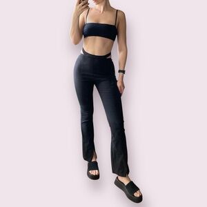 24 colours black cut out tie flare pants